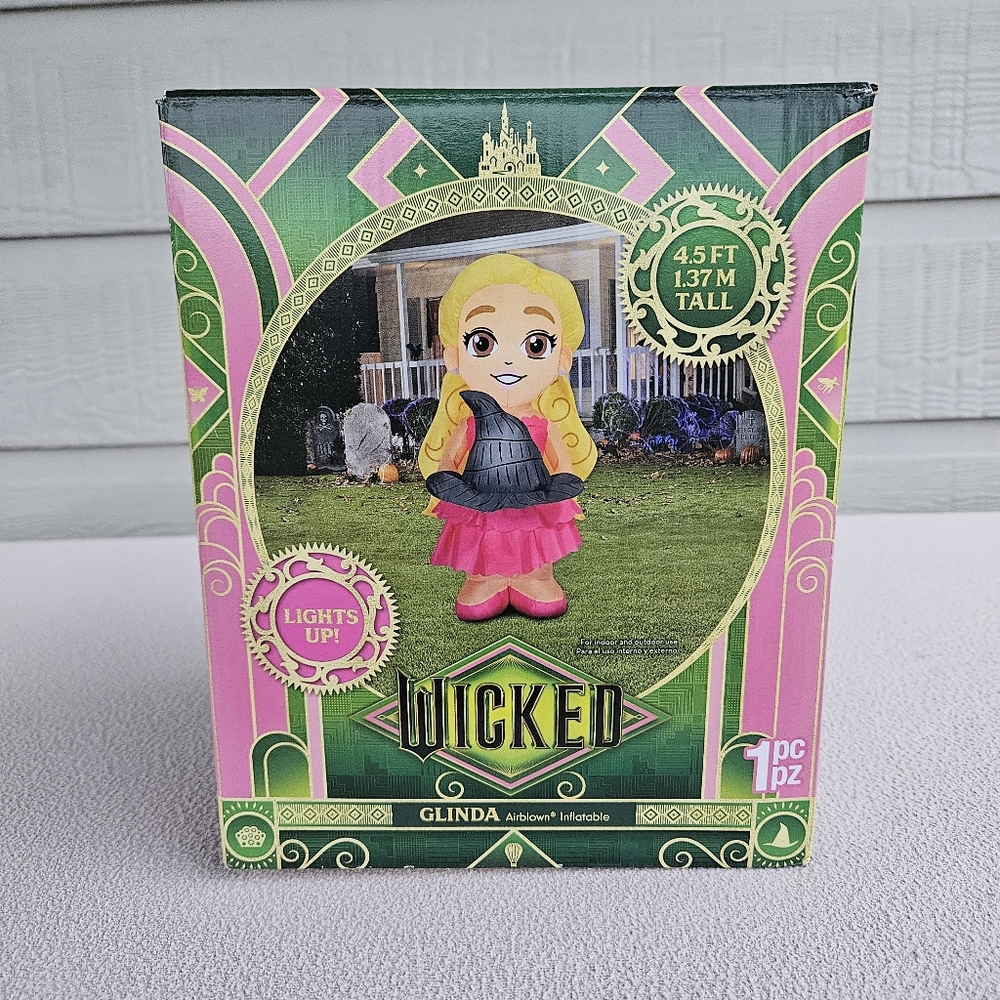Gemmy Wicked Glenda Airblown Inflatable Pink Good Witch 4.5' LED Wizard of Oz